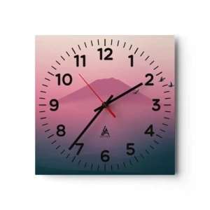 Relógio de parede - Relógio em vidro - Andarilhos sob as nuvens - 40x40 cm