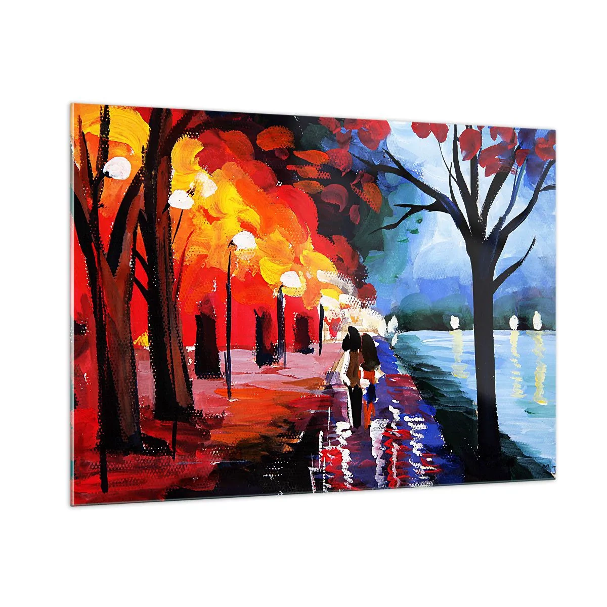 Quadro em vidro - Outono ardente no parque - 100x70 cm