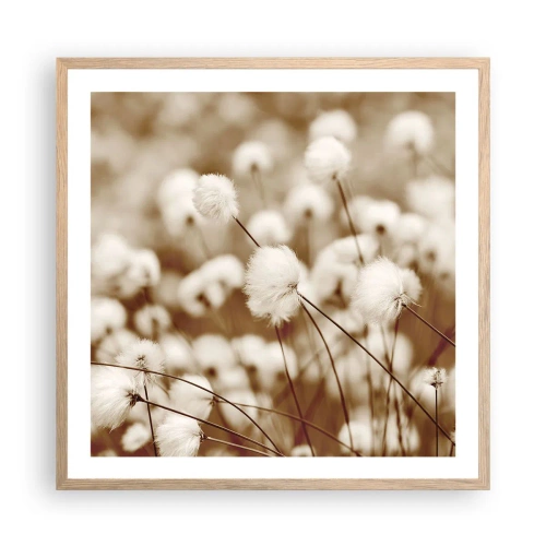 Pôster com moldura de carvalho claro - Campos felpudos - 60x60 cm