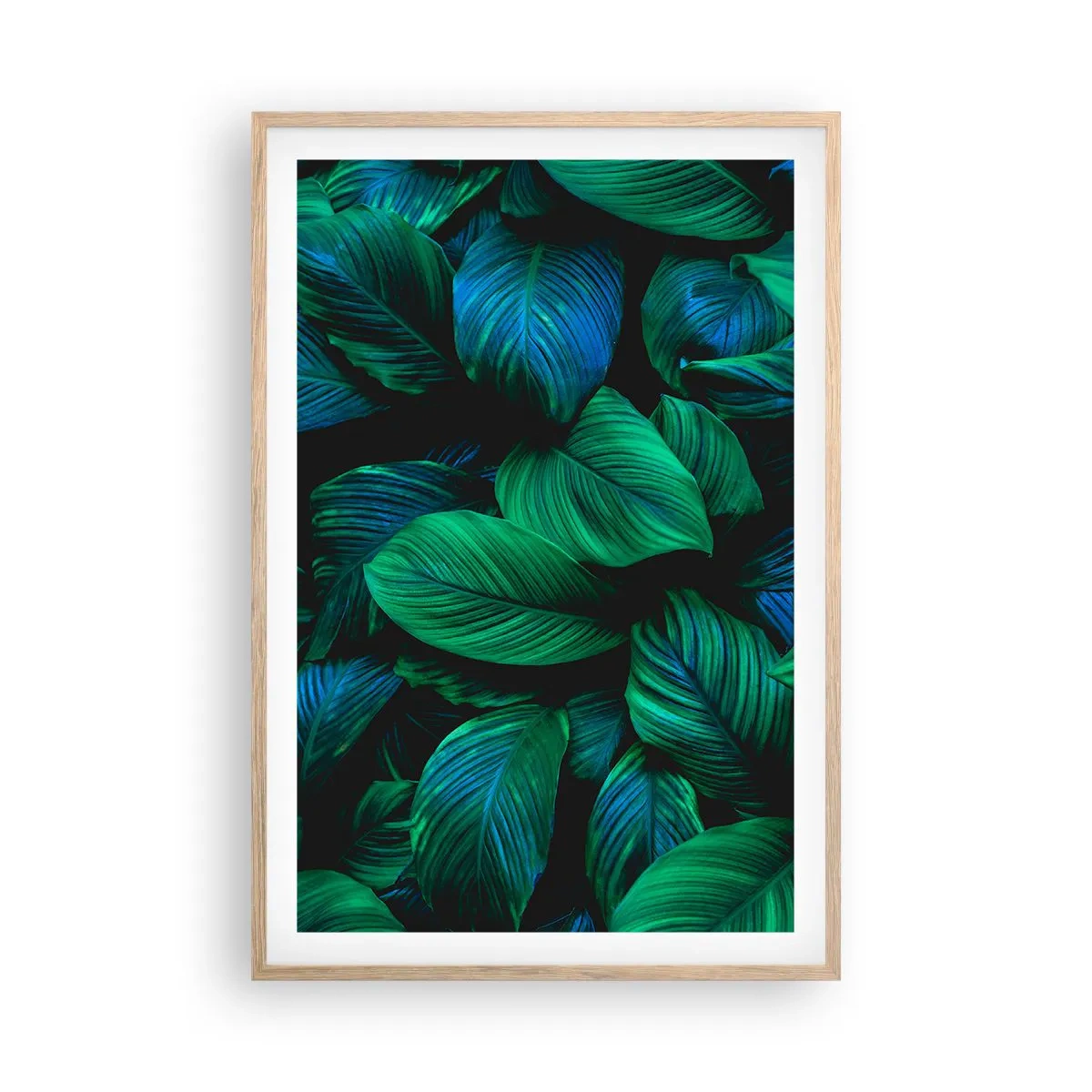 Pôster com moldura de carvalho claro - Na multidão verde - 61x91 cm