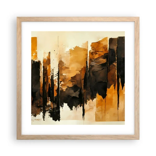Pôster com moldura de carvalho claro - Harmonia de preto e dourado - 40x40 cm