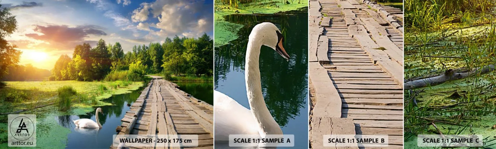 Amostra de papel de parede autocolante Deluxe Sticker - Verão em todos os lugares - Paisagem, Lago, Floresta - 100x30 cm