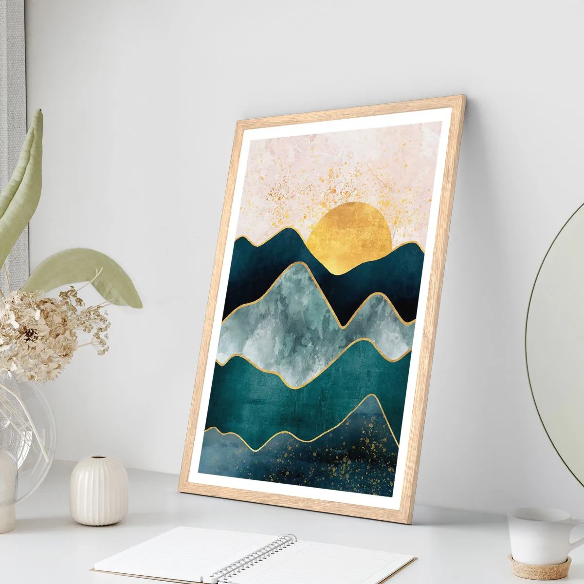Pôster com moldura de carvalho claro - Além das sete montanhas - 70x100 cm
