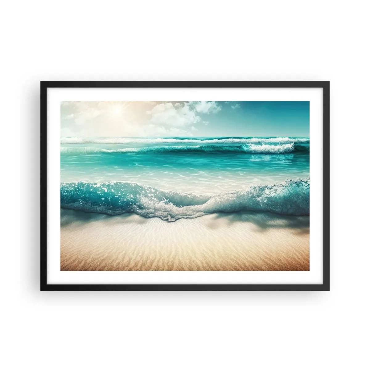 Pôster com moldura preta - A paz do oceano - 70x50 cm