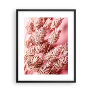 Pôster com moldura preta - Cascata floral em rosa - 40x50 cm