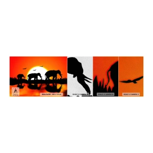 Amostra de papel de parede Premium Sand - Uma pequena bebida à noite - Animais, África, Elefante - 100x30 cm