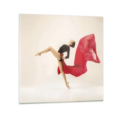 Quadro em vidro - Vermelho e preto - 50x50 cm