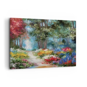 Quadro em tela - Jardim florestal, floresta florida - 100x70 cm