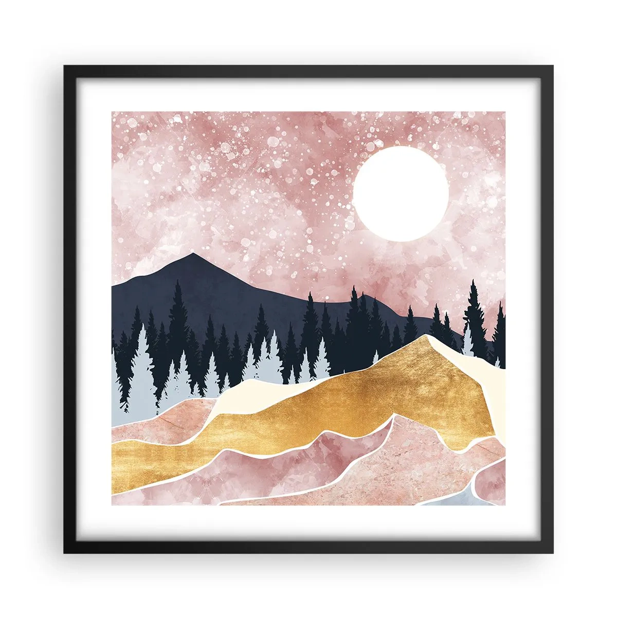 Pôster com moldura preta - Ronda Noturna - 50x50 cm