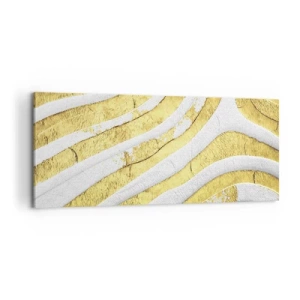 Quadro em tela - Composição a branco e ouro - 100x40 cm
