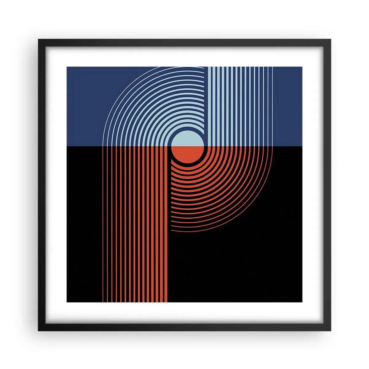Pôster com moldura preta - Num abraço geométrico - 50x50 cm