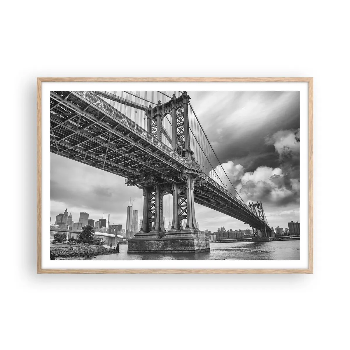 Pôster com moldura de carvalho claro - Ao coração da cidade - 100x70 cm