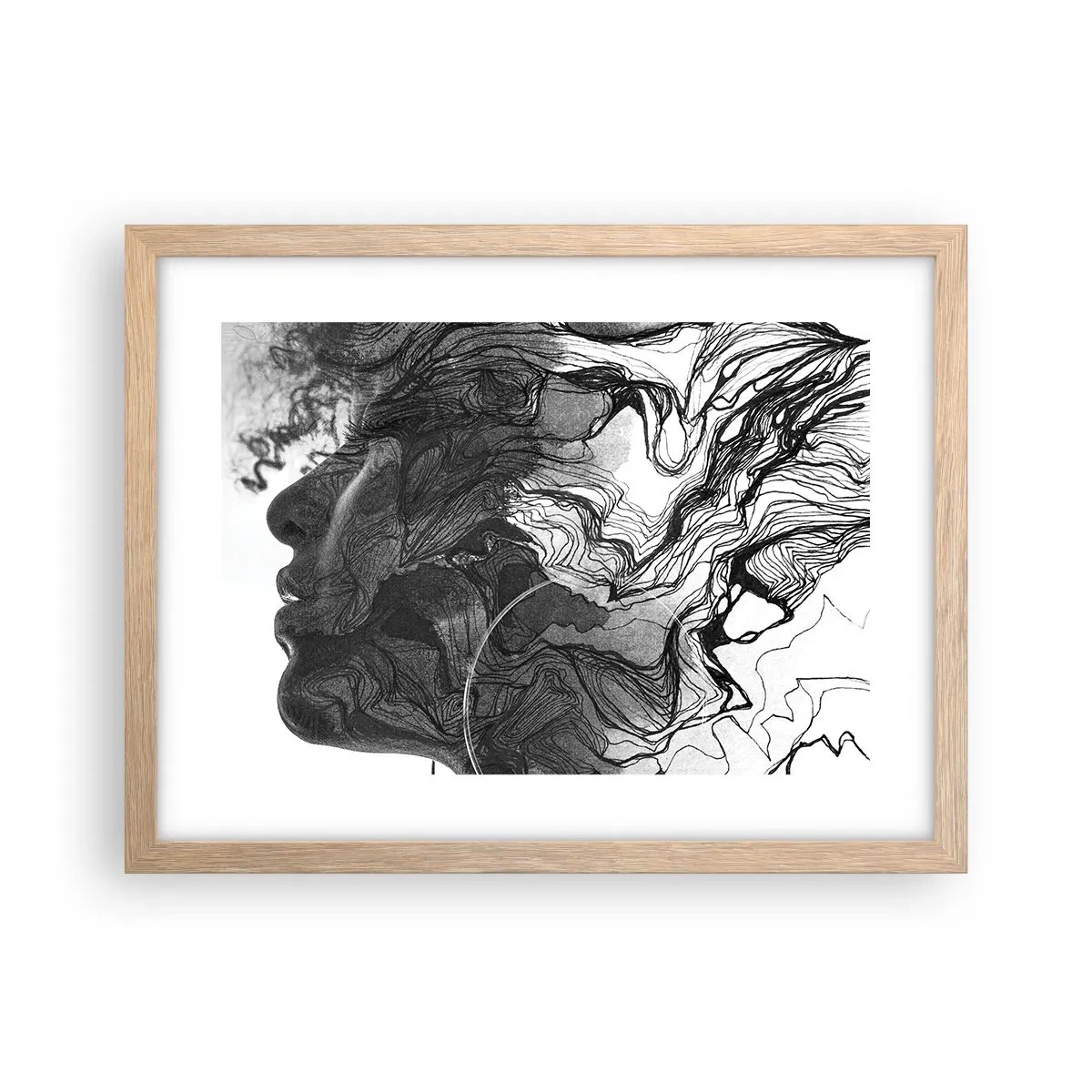 Pôster com moldura de carvalho claro - Entrelaçados em sonhos - 40x30 cm