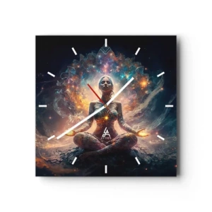 Relógio de parede - Relógio em vidro - Fluxo de boa energia - 30x30 cm
