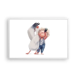 Pôster em moldura branca - O itinerário da grande viagem - 91x61 cm