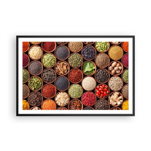 Pôster com moldura preta - Todos os sabores do mundo - 91x61 cm