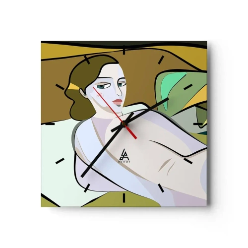 Relógio de parede - Relógio em vidro - Retrato íntimo - 40x40 cm