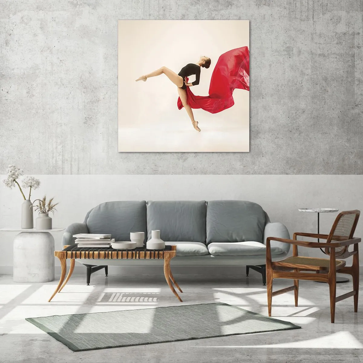 Quadro em vidro - Vermelho e preto - 60x60 cm