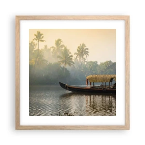 Pôster com moldura de carvalho claro - Casa no rio - 40x40 cm