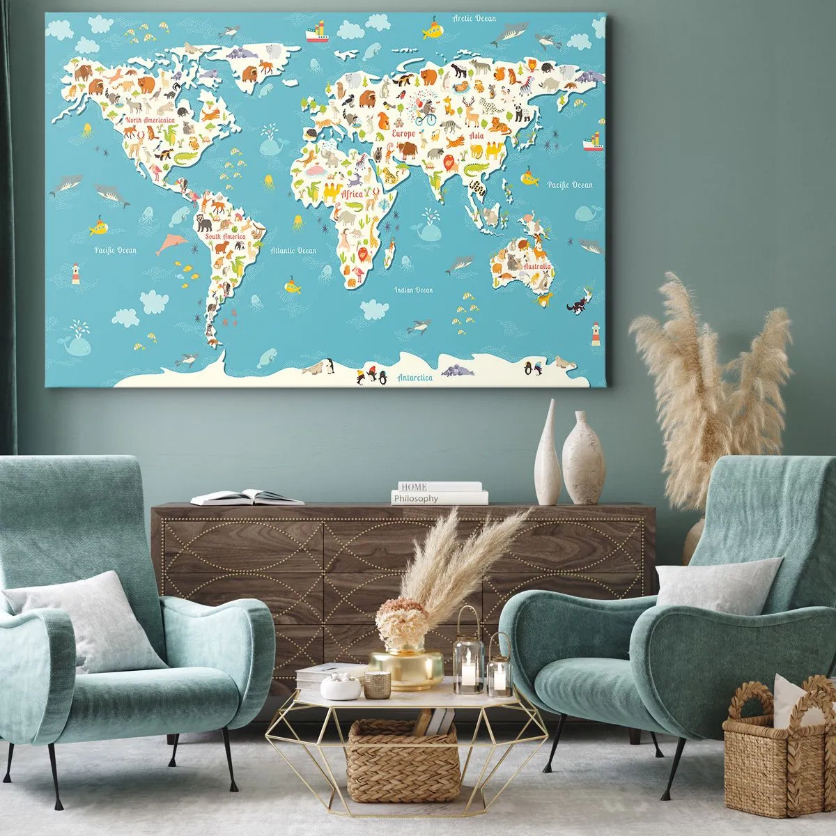 Quadro em tela - Nós amamos o mundo inteiro - 120x80 cm