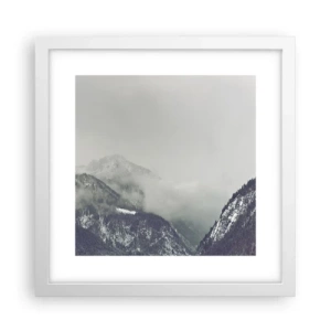 Pôster em moldura branca - Vale nebuloso - 30x30 cm