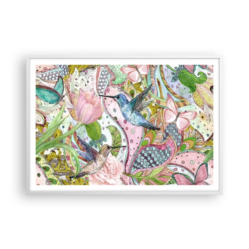 Pôster em moldura branca - Emaranhados em trepadeiras - 100x70 cm