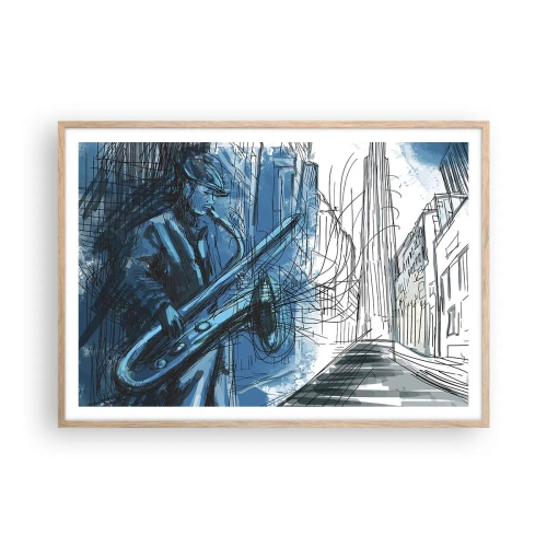 Pôster com moldura de carvalho claro - Rapsódia Urbana - 100x70 cm