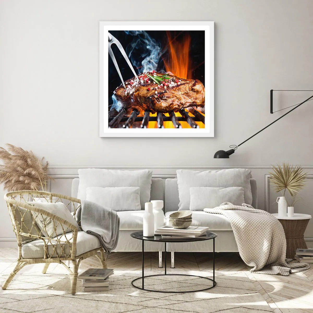 Pôster em moldura branca - Suculenta e de bom cheiro - 50x50 cm