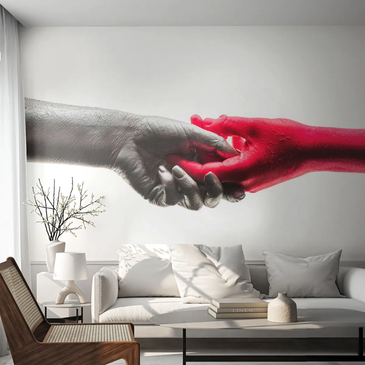 Papel de Parede Premium Sand - Juntos, mas diferentes - Mãos Humanas, Mão, Abstração - 250x175 cm