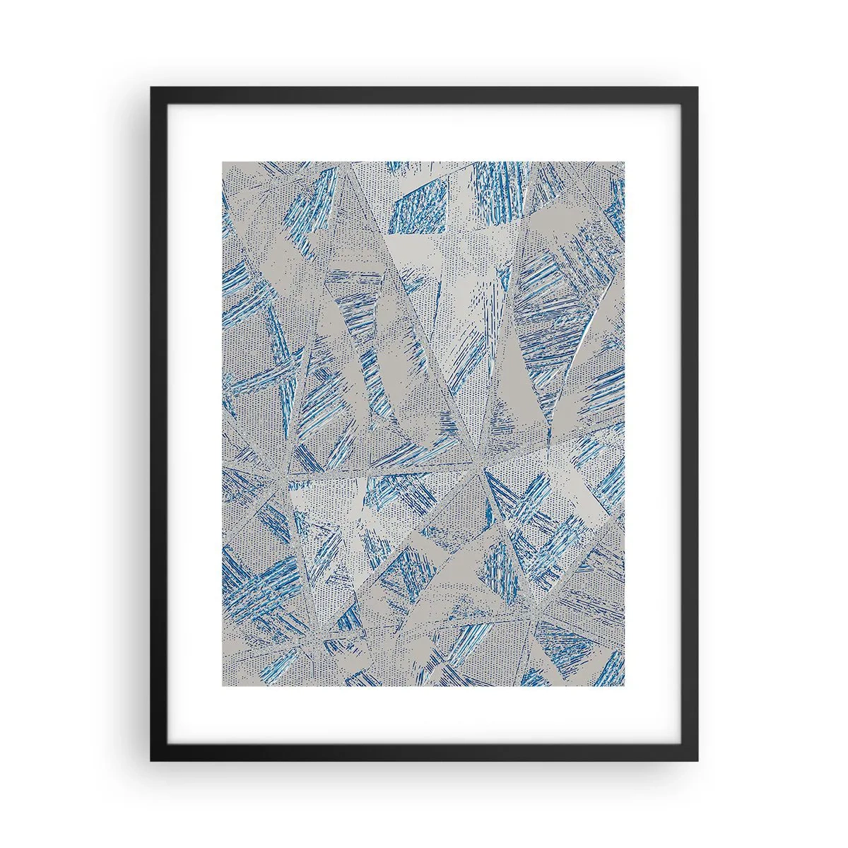 Pôster com moldura preta - Em um labirinto azul e cinza - 40x50 cm