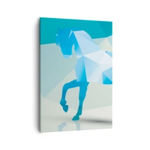 Quadro em tela - Cavalo geométrico em turquesa - 50x70 cm