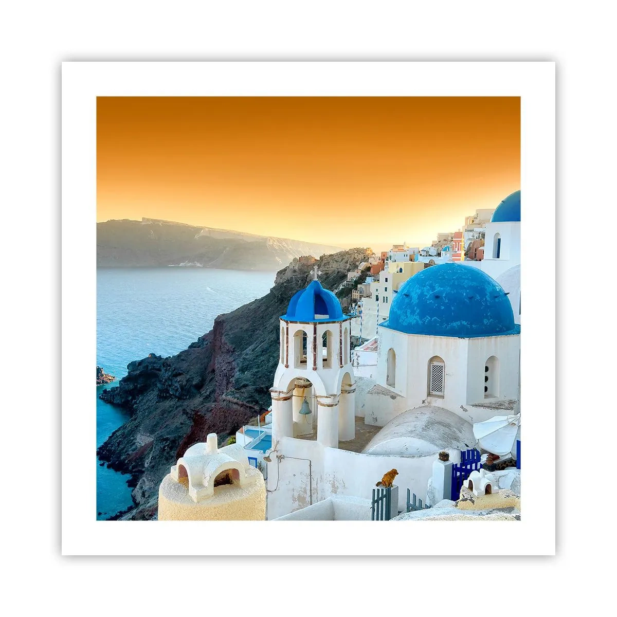 Pôster - Santorini - abraçada às rochas - 50x50 cm