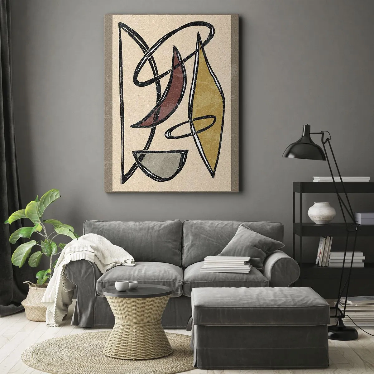 Quadro em tela - Composição – arcos e ovais - 70x100 cm