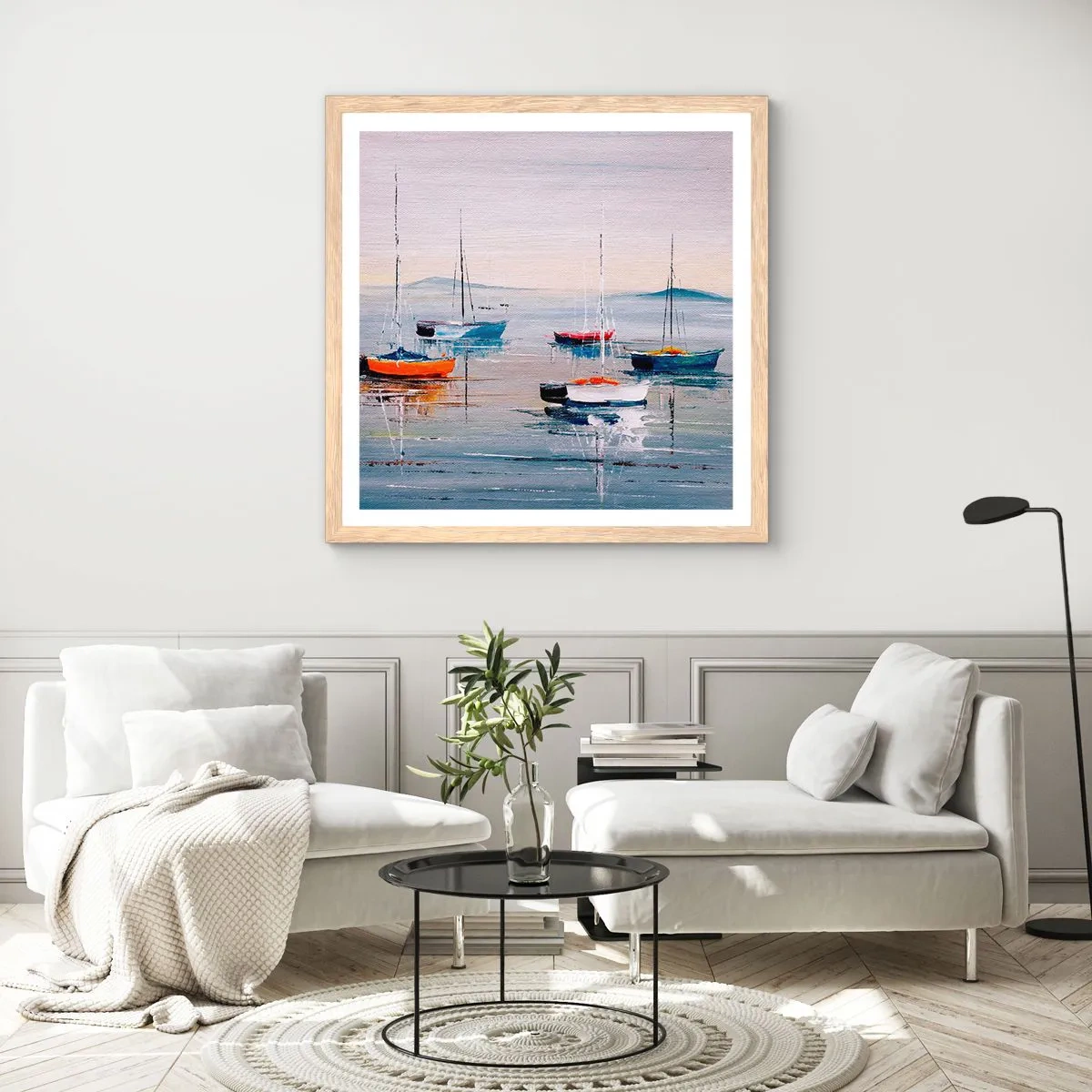 Pôster com moldura de carvalho claro - Um merecido descanso - 40x40 cm