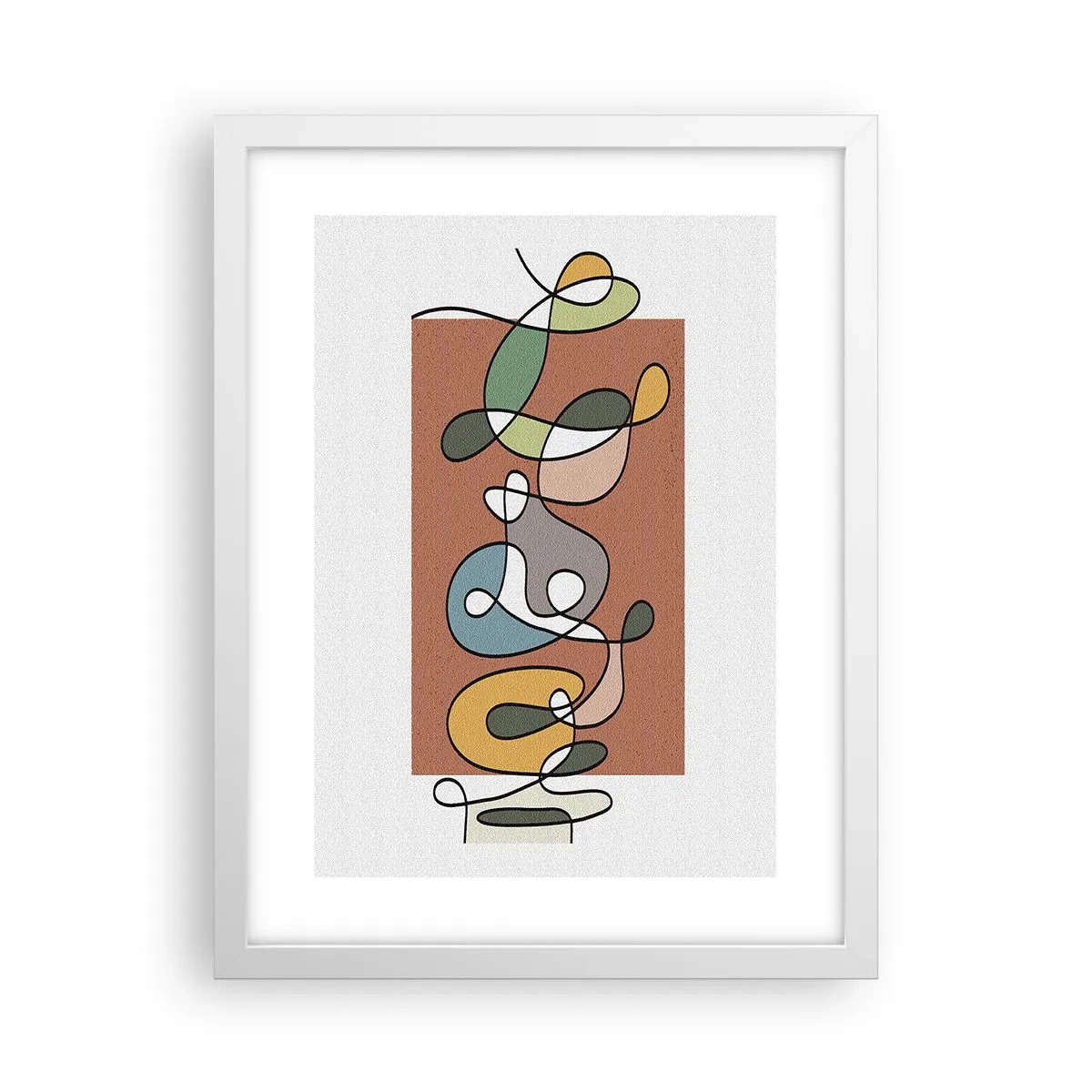 Pôster em moldura branca - Abstração: dança colorida - 30x40 cm