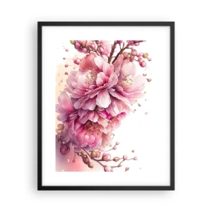 Pôster com moldura preta - Flor de cerejeira - 40x50 cm