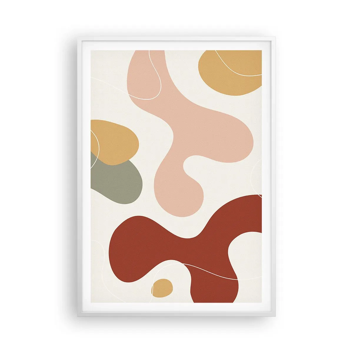 Pôster em moldura branca - Ziguezagues ornamentais - 70x100 cm