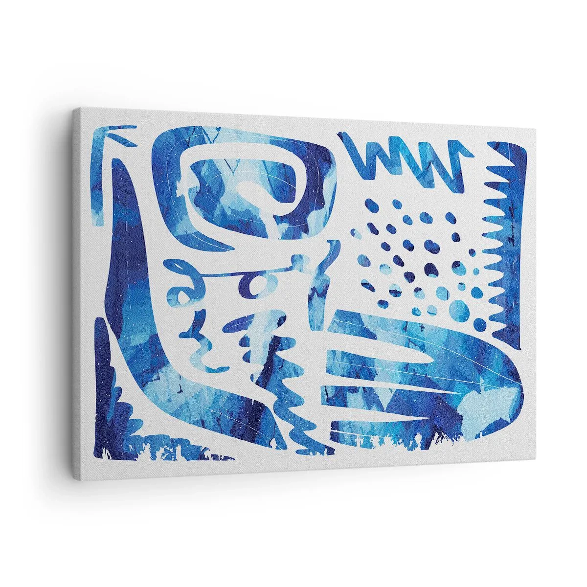 Quadro em tela - Padrão abstrato em tons de azul - 70x50cm - Voltar às raízes - Decoração de parede moderna para a sala de estar e quarto ARTTOR