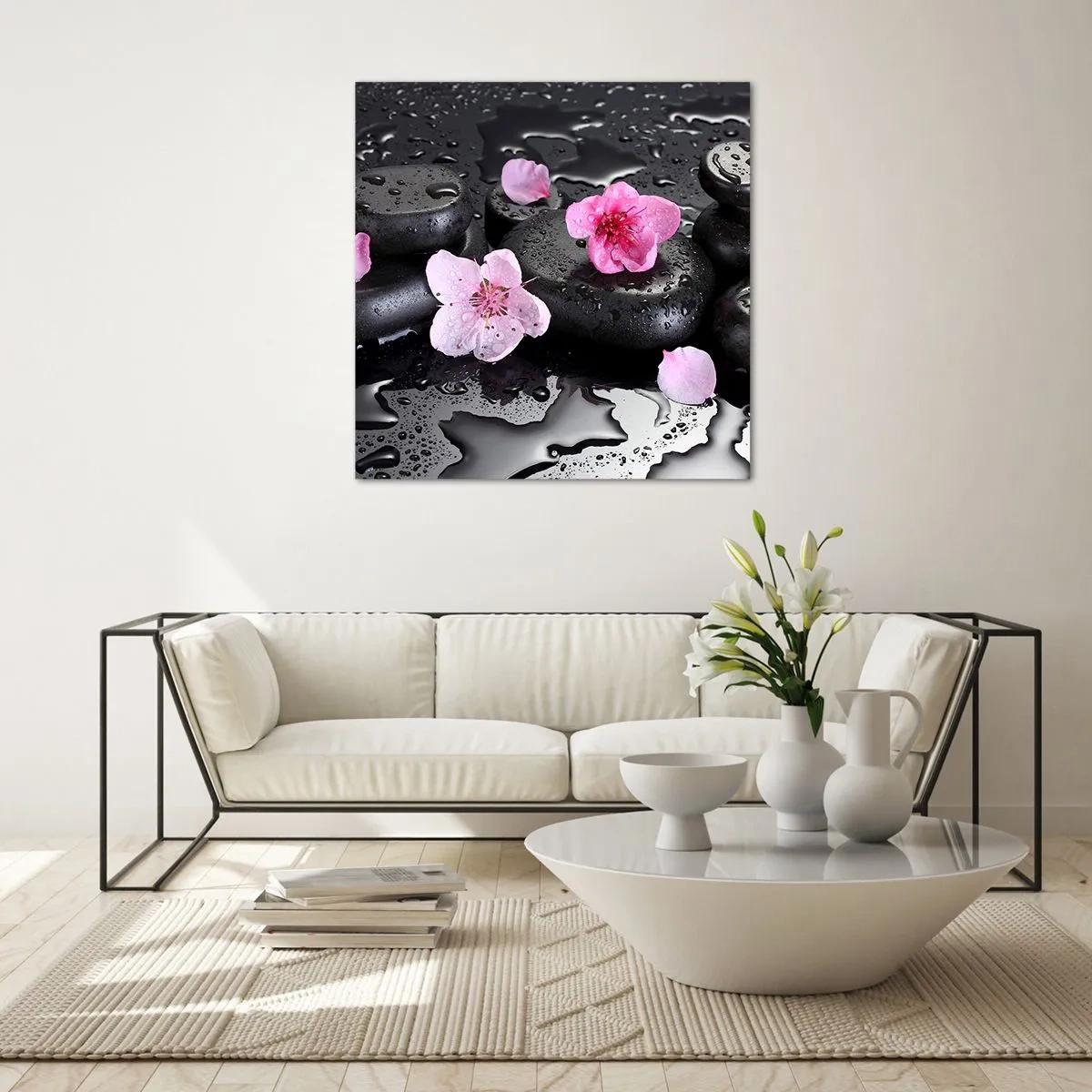 Quadro em vidro - Coração de pedra - 60x60 cm