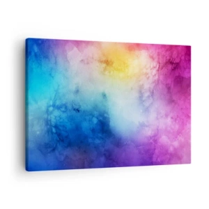 Quadro em tela - Uma composição abstrata em tons pastéis de rosa e azul. - 70x50cm - Quase no sétimo céu - Decoração de parede moderna para a sala de estar e quarto ARTTOR