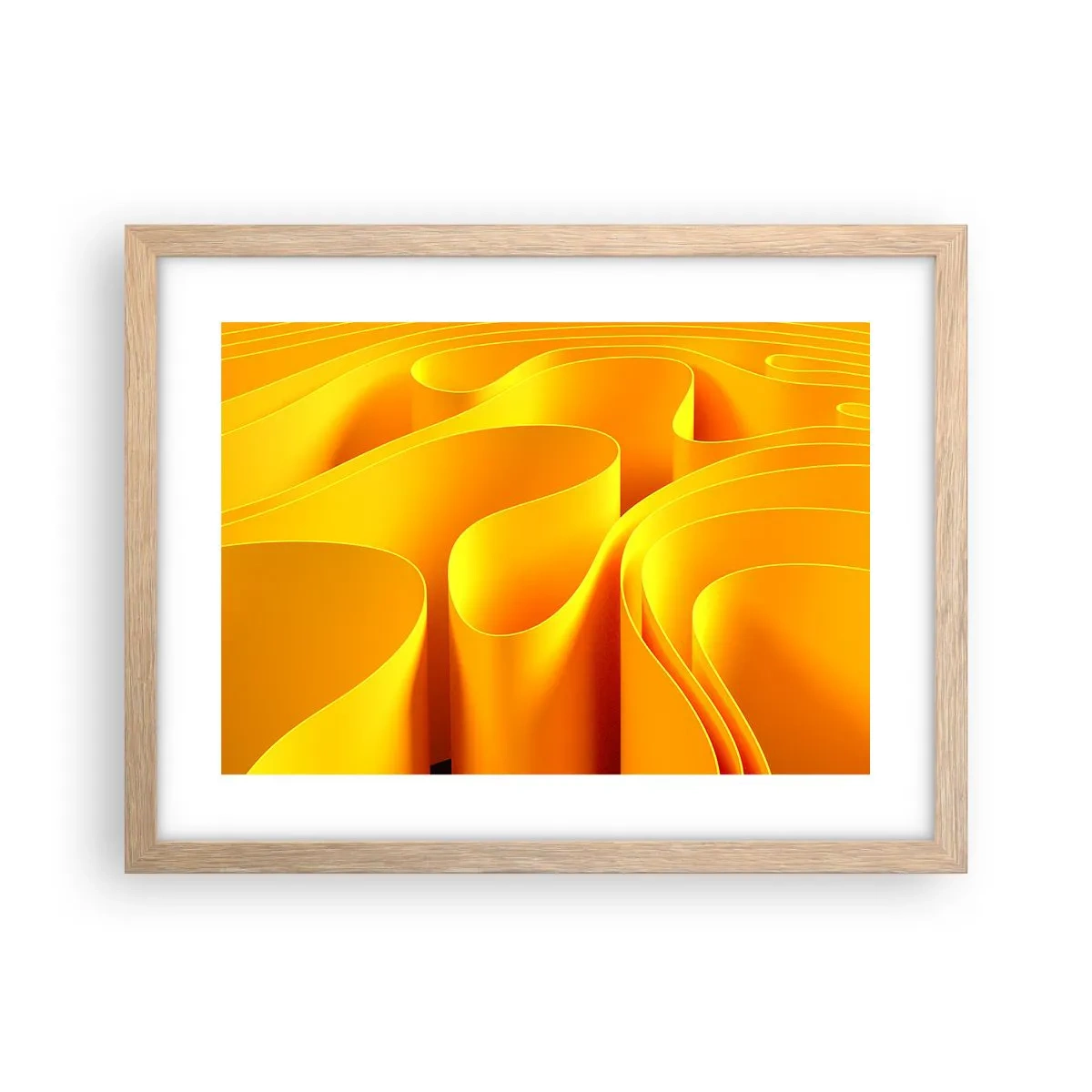 Pôster com moldura de carvalho claro - Como as ondas do sol - 40x30 cm