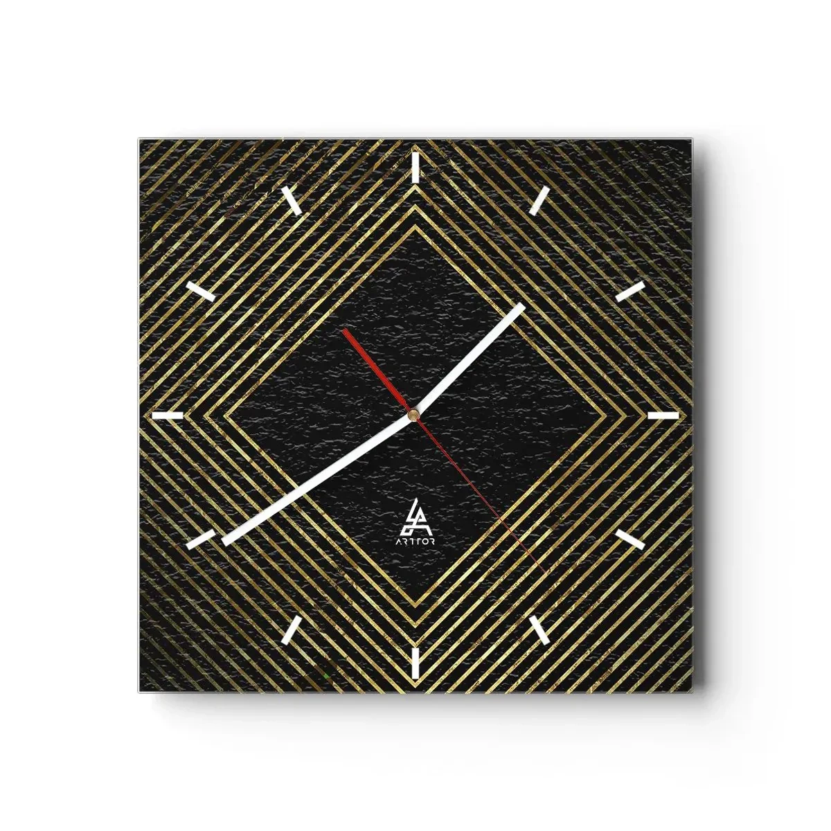 Relógio de parede - Relógio em vidro - Geometria em estilo glamoroso - 40x40 cm