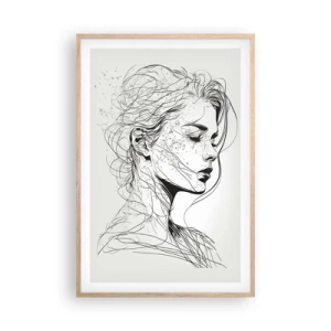 Pôster com moldura de carvalho claro - Retrato em pensamento - 61x91 cm