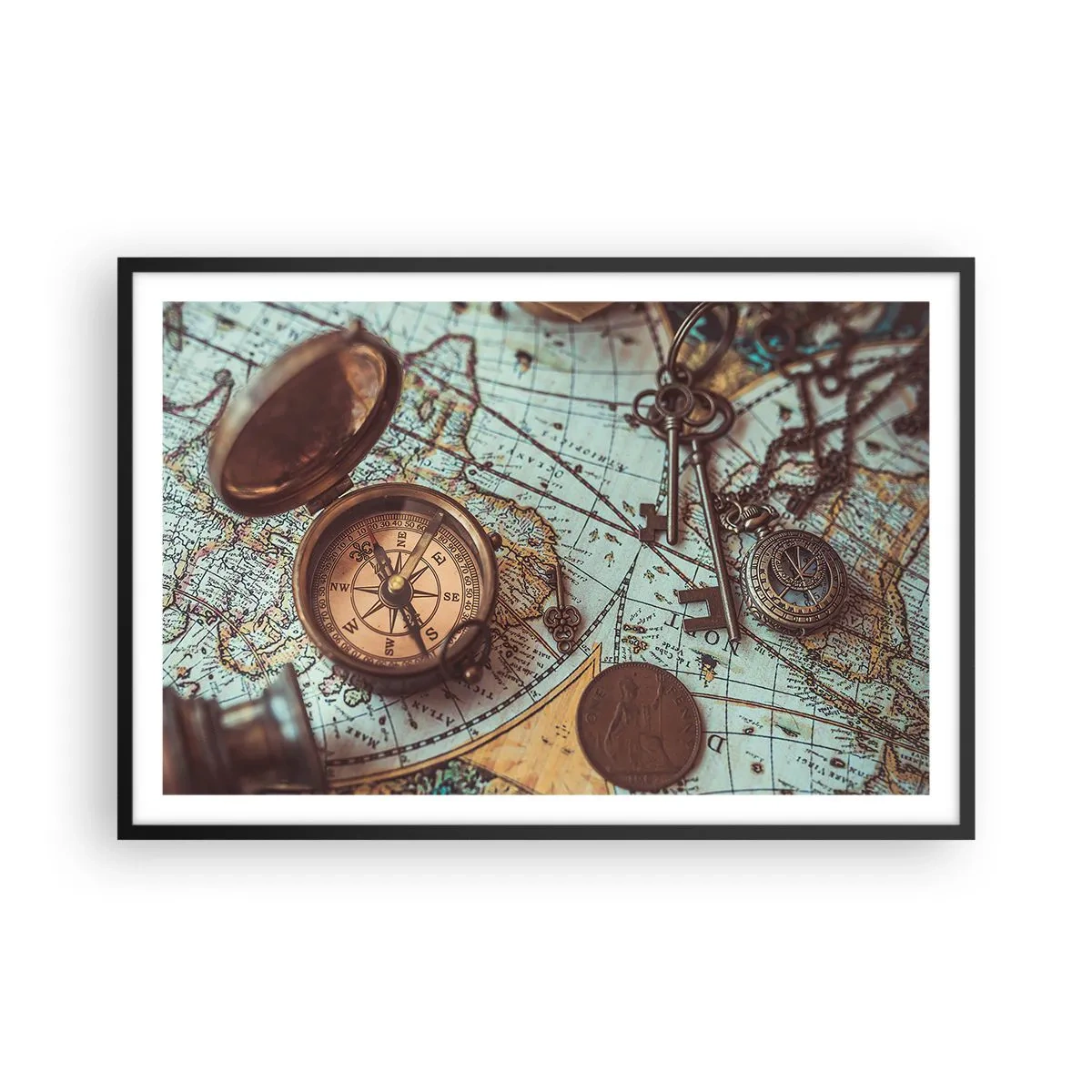 Pôster com moldura preta - Para o aventureiro - 91x61 cm