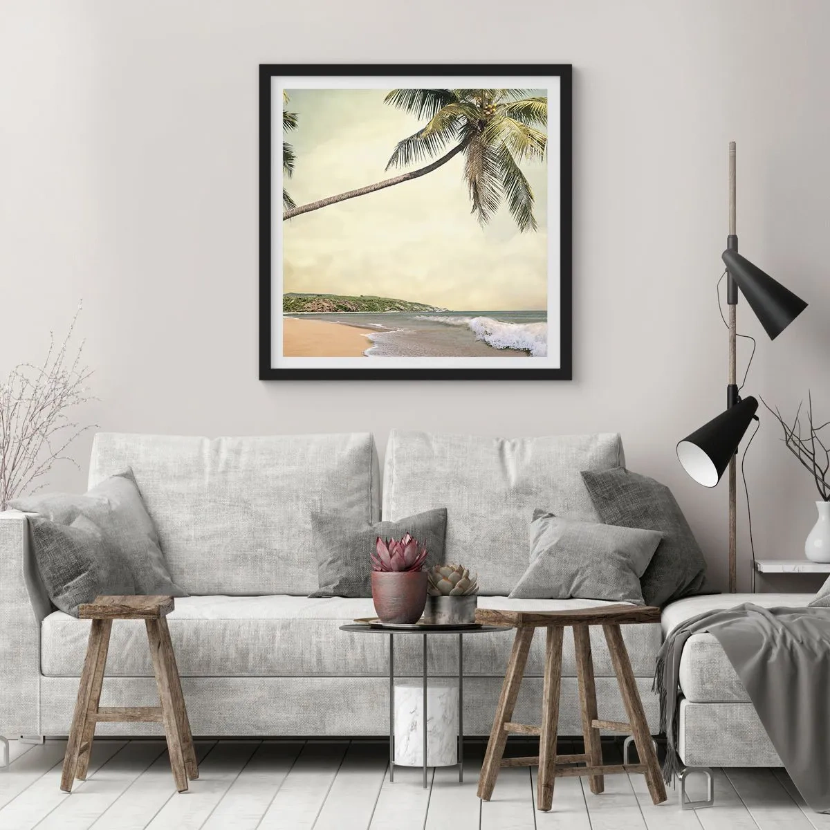 Pôster com moldura preta - Sonho tropical - 50x50 cm