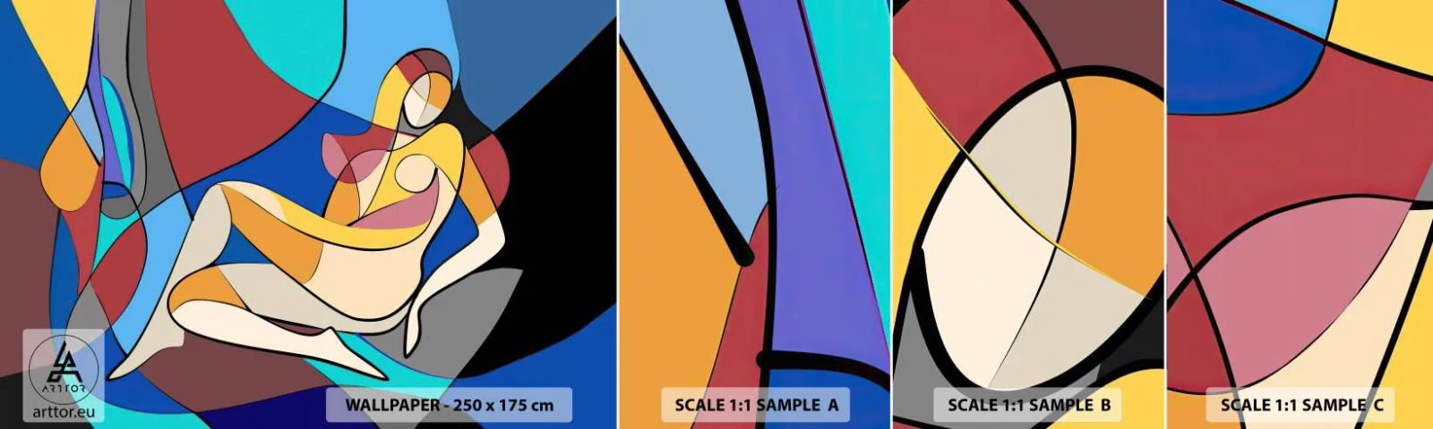 Amostra de Papel de Parede Standard Eco - Acto cubista - Cubismo, Moderno, Mulher - 100x30 cm