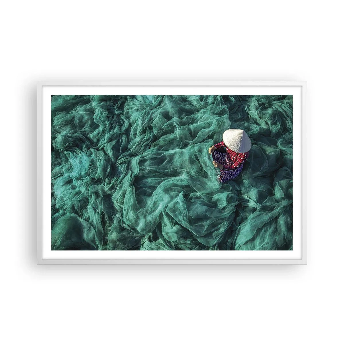 Pôster em moldura branca - Num mar de redes - 91x61 cm