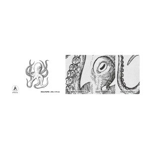 Amostra de papel de parede Premium Canvas - Dançando com as ondas - Polvo, Desenho, Beira-mar - 100x30 cm