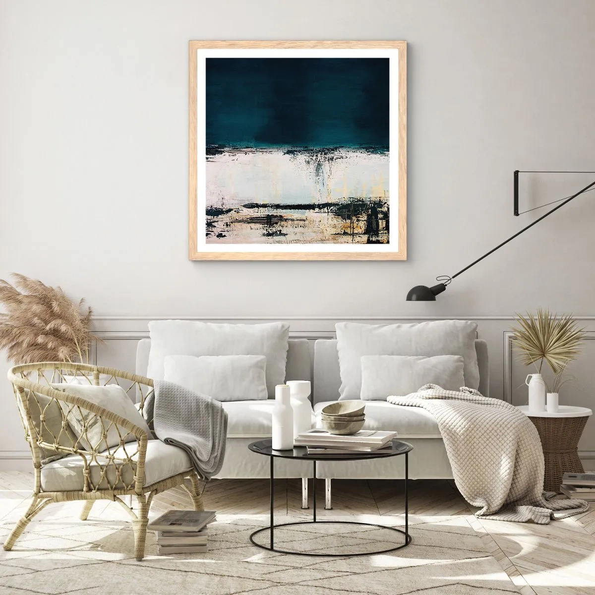 Pôster com moldura de carvalho claro - Composição horizontal - 50x50 cm