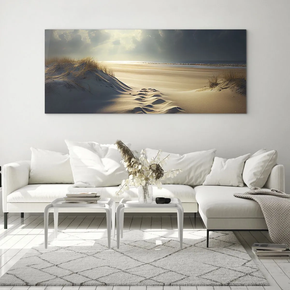 Quadro em vidro - Uma paisagem relaxante - 140x50 cm